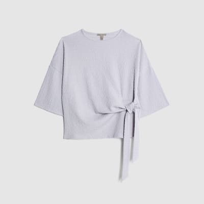 Grey Short Sleeve Textured Tie T-shirt
