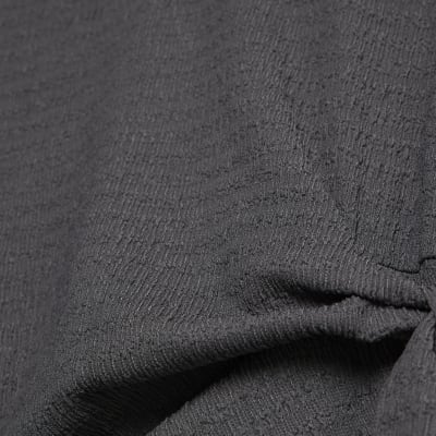 Grey Short Sleeve Textured Tie T-shirt