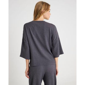 Grey Short Sleeve Textured Tie T-shirt