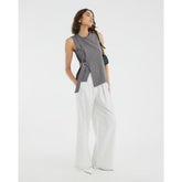 Grey Sleeveless Jacquard Ring Tie Tunic Top