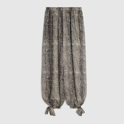 Grey Snake Chiffon Balloon Trousers