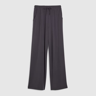 Grey Soft Touch Wide Leg Trousers