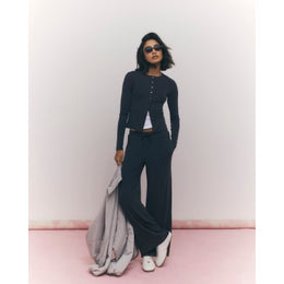 Grey Soft Touch Wide Leg Trousers