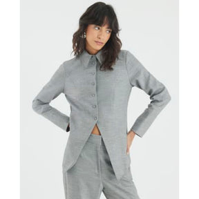 Grey Tailored Longline Shirt