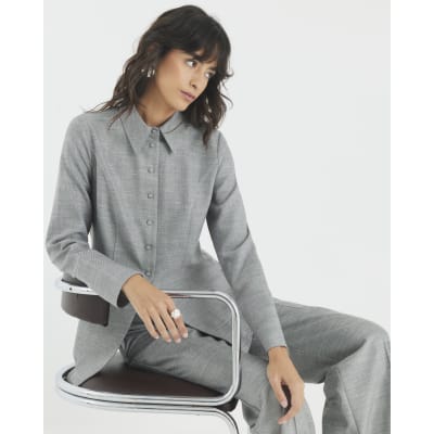 Grey Tailored Longline Shirt