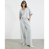Grey Tailored Wide Leg Trousers