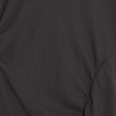 Grey Textured Drape Midi Dress