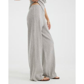 Grey Textured Wide Leg Trousers