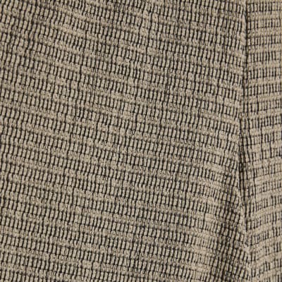 Grey Textured Wide Leg Trousers