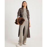 Grey Textured Wide Leg Trousers