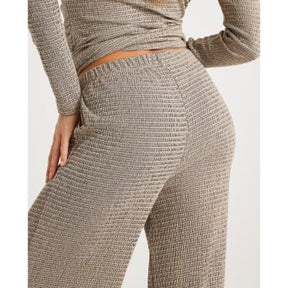 Grey Textured Wide Leg Trousers