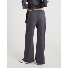 Grey Textured Wide Leg Trousers