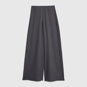 Grey Textured Wide Leg Trousers