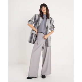 Grey Turn Back Cuff Knitted Top