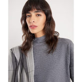 Grey Turn Back Cuff Knitted Top