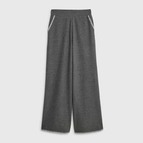 Grey Whipstitch Wide Leg Joggers