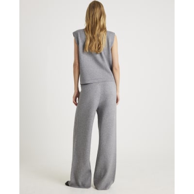 Grey Wide leg knitted trousers