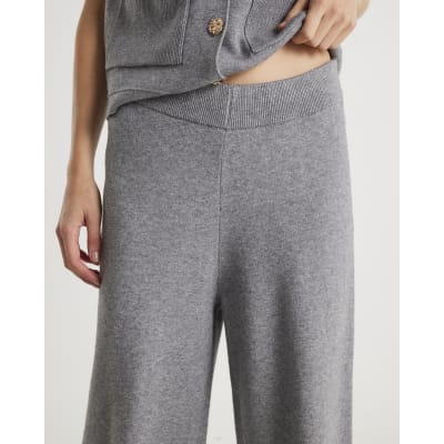 Grey Wide leg knitted trousers