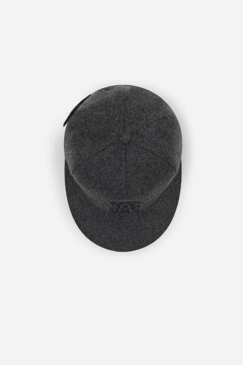 Monogram wool cap - charcoal