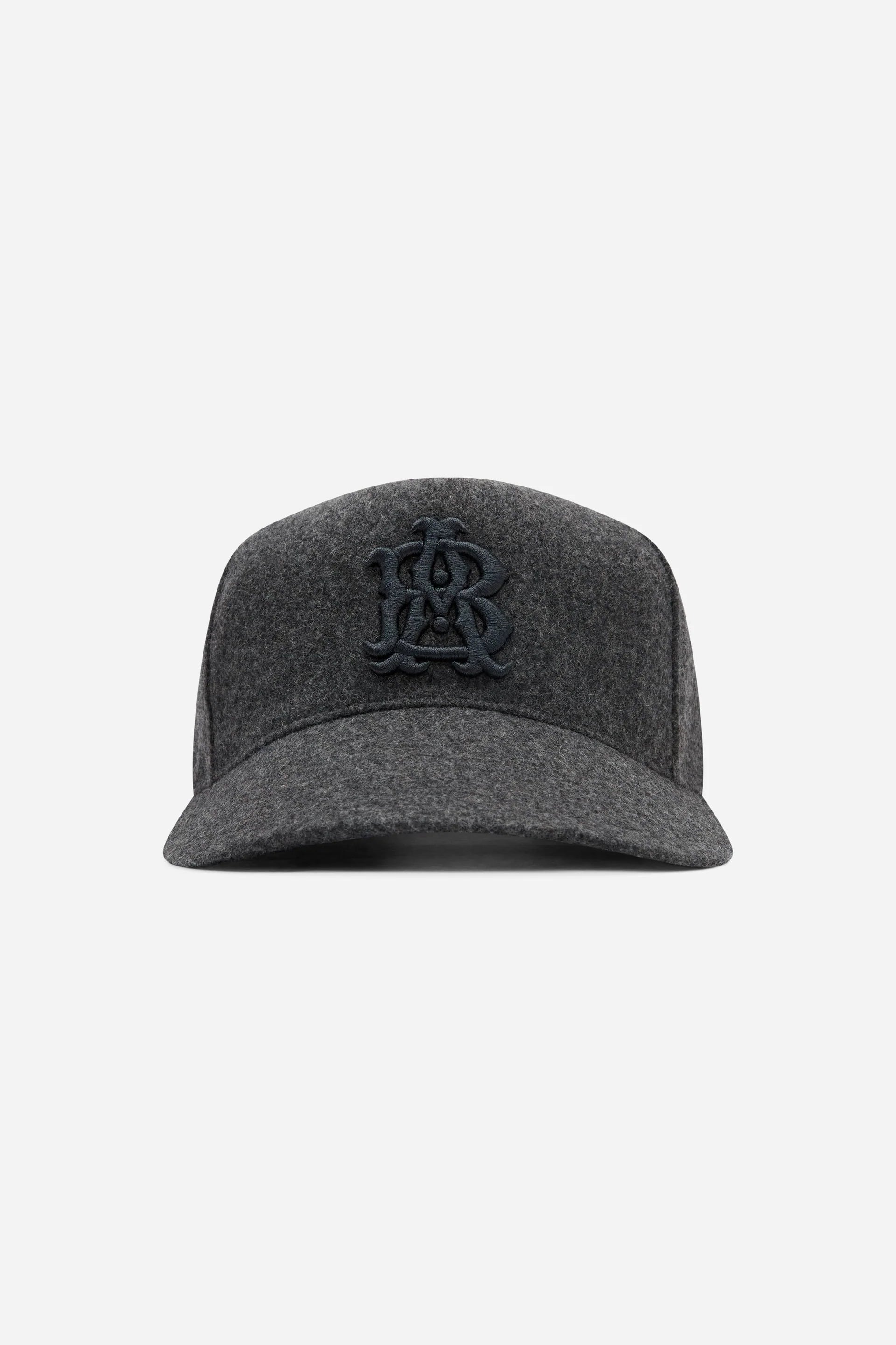 Monogram wool cap - charcoal