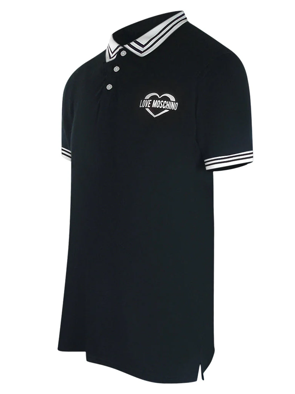 Love Moschino Twin Tipped Collar Black Polo Shirt