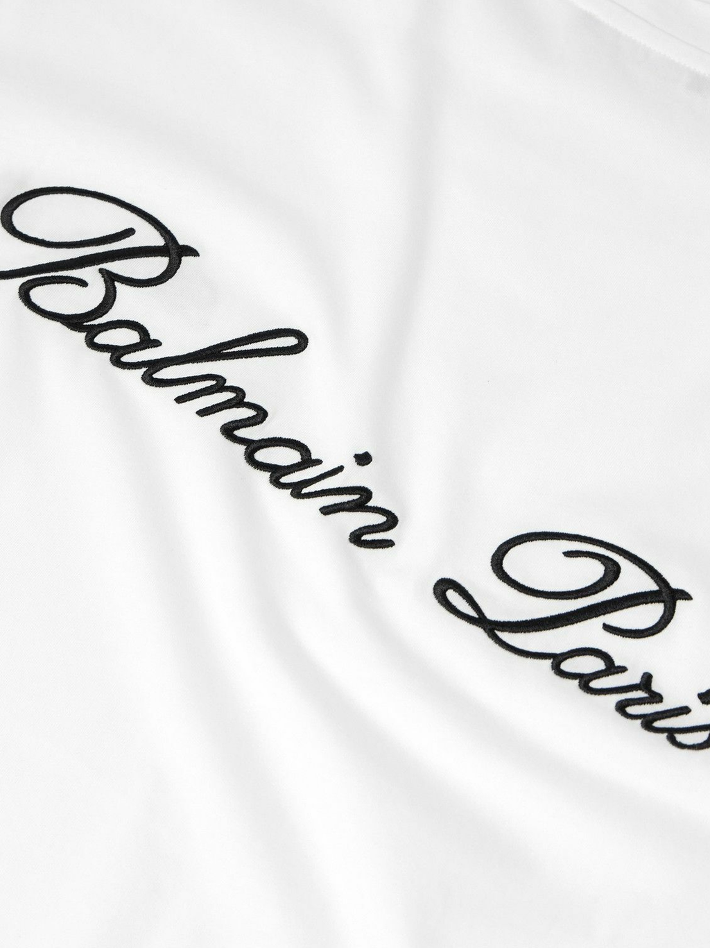 Balmain Logo Embroidered Loose Fit T-Shirt in White