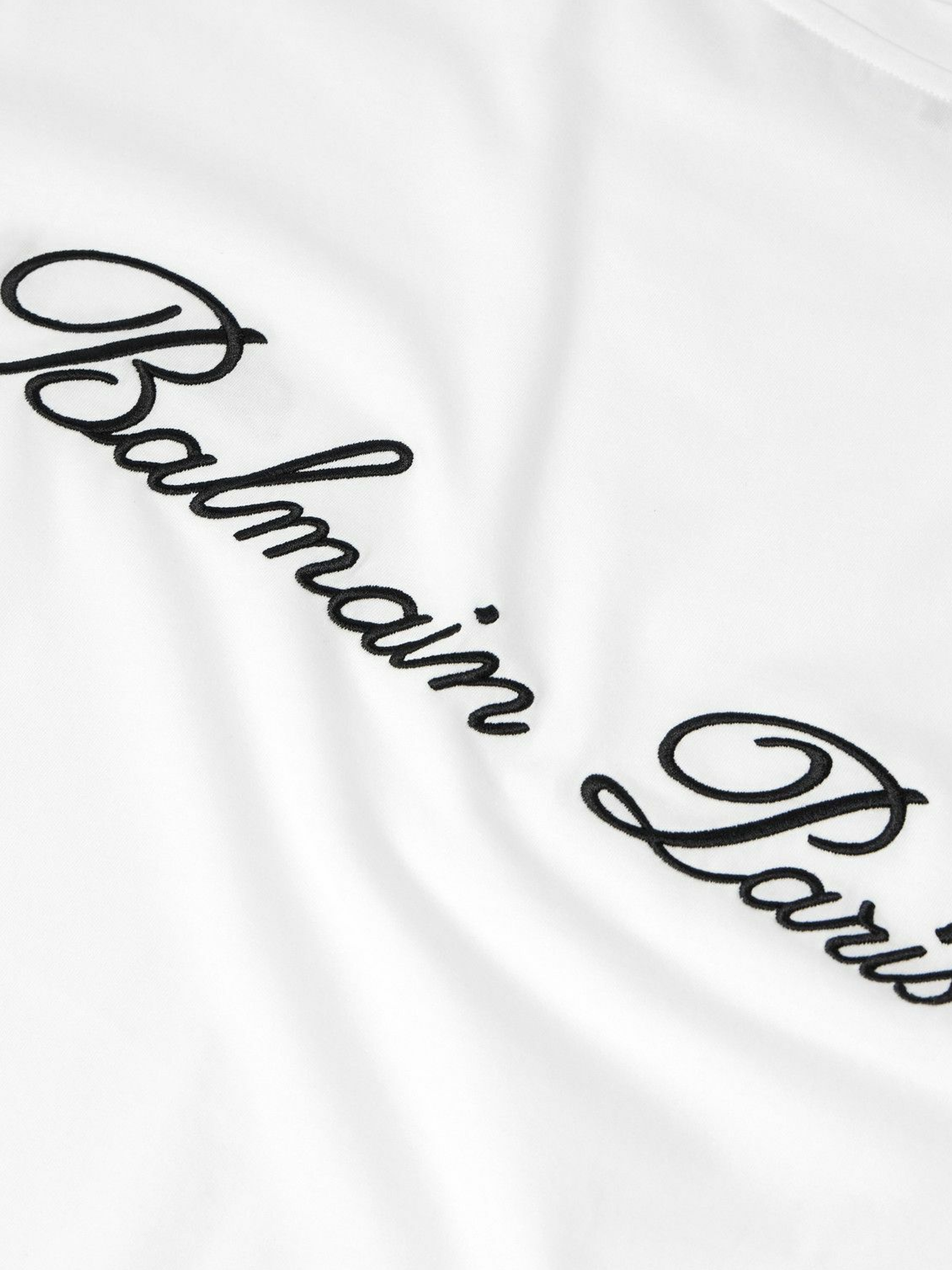 Balmain Logo Embroidered Loose Fit T-Shirt in White