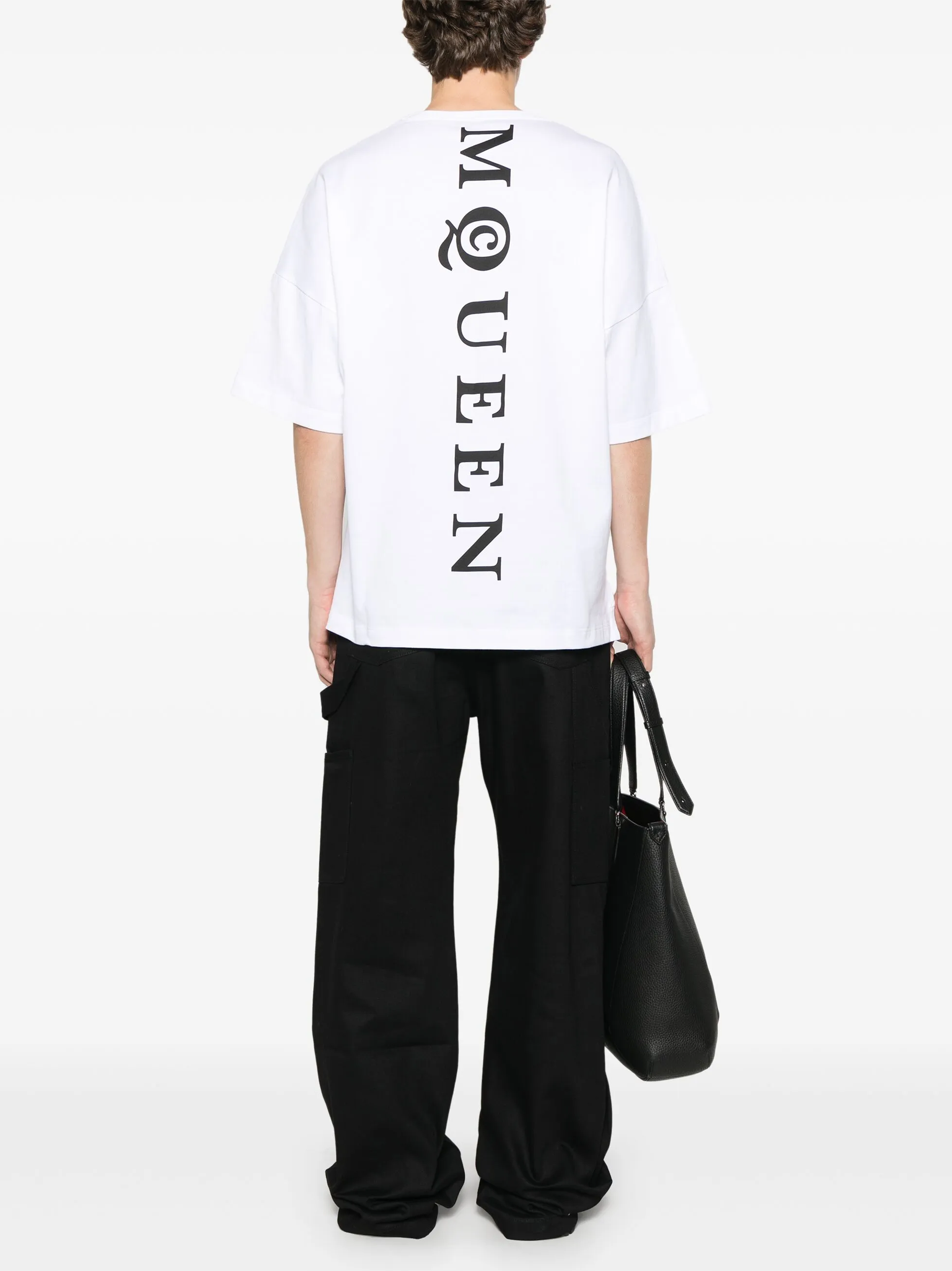 Alexander McQueen Vertical Back Logo Oversized T-Shirt in White