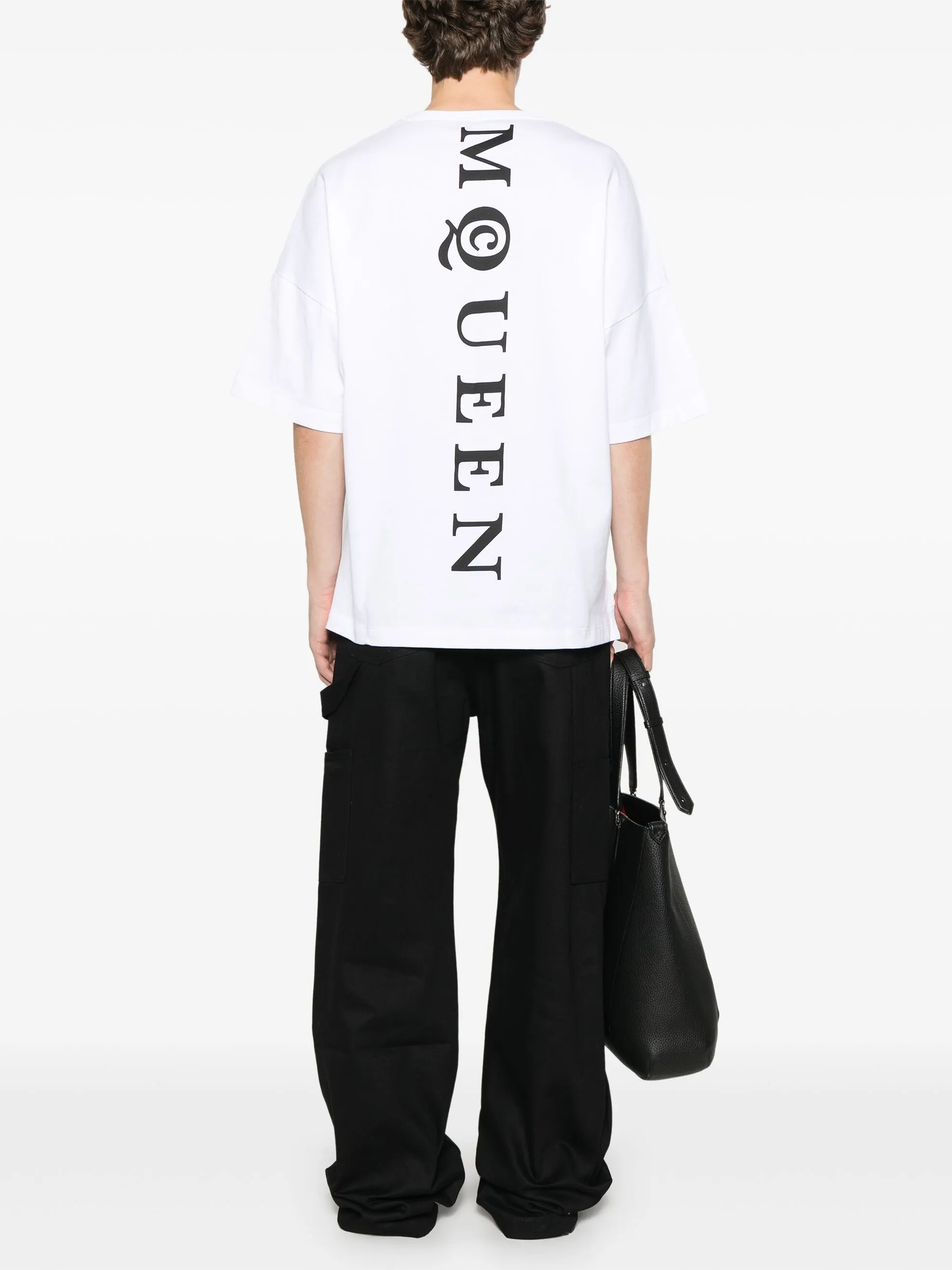 Alexander McQueen Vertical Back Logo Oversized T-Shirt in White