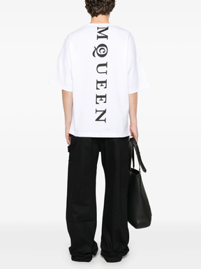 Alexander McQueen Vertical Back Logo Oversized T-Shirt in White