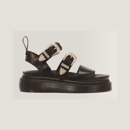 Gryphon Quad Leather Gladiator Platform Sandals — BLACK ATLAS