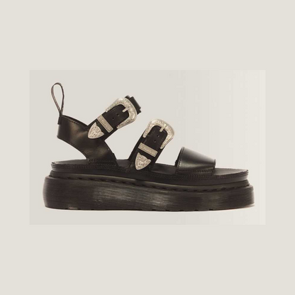 Gryphon Quad Leather Gladiator Platform Sandals — BLACK ATLAS