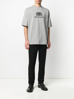 Balenciaga BB Logo Printed T-Shirt in Grey