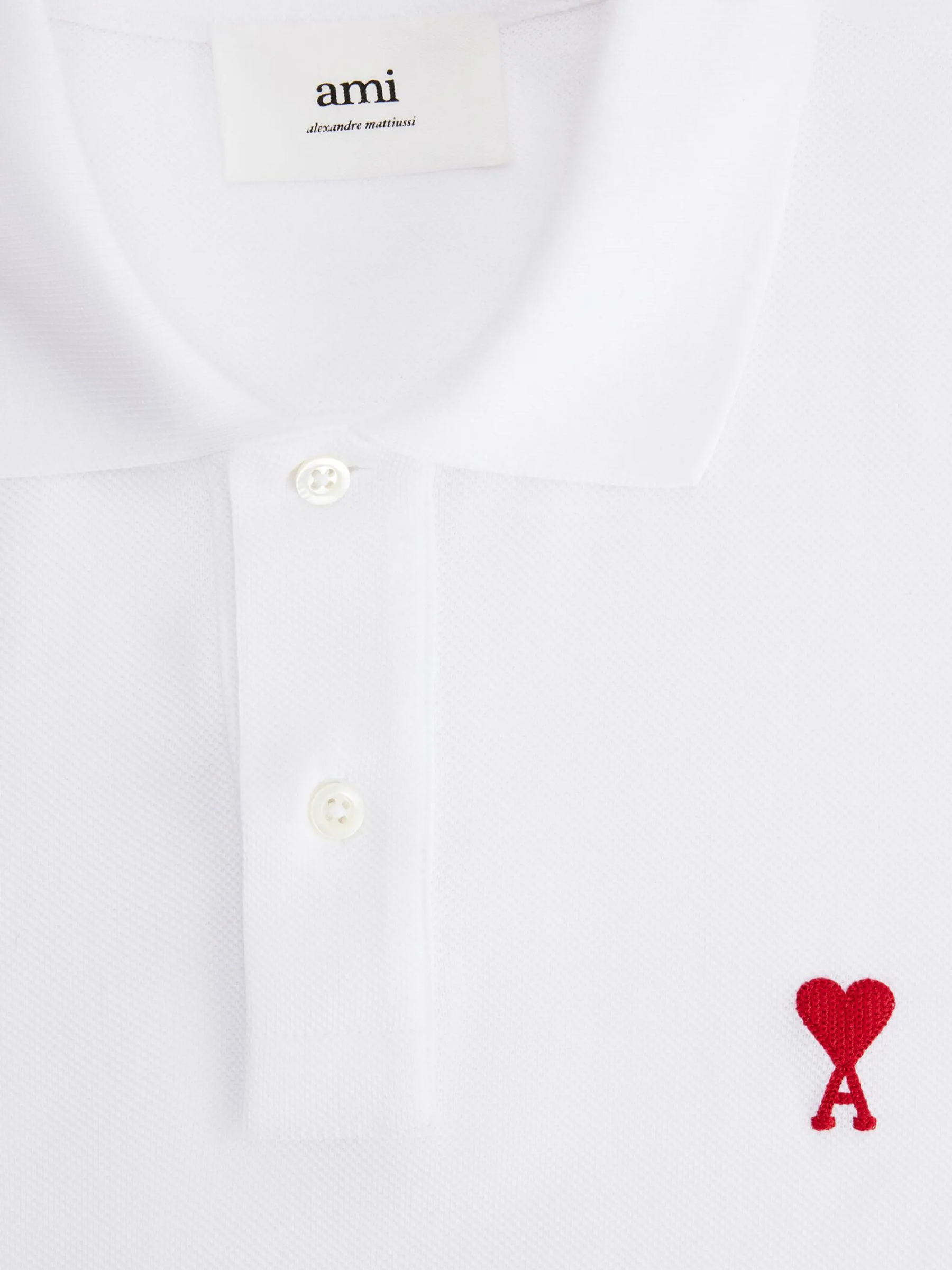 AMI Paris 'Ami De Coeur' Polo Shirt in White