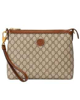 Gucci Beige Gg Canvas Wristlet