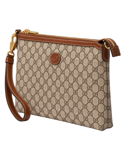 Gucci Beige Gg Canvas Wristlet