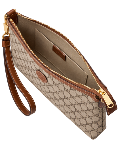Gucci Beige Gg Canvas Wristlet