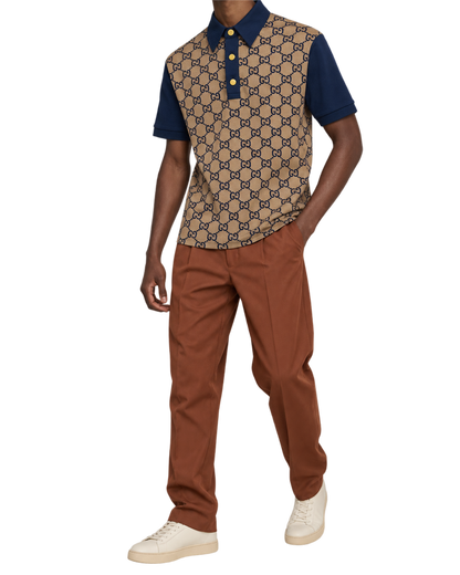 GUCCI - Maxi Gg Silk & Cotton Polo Shirt