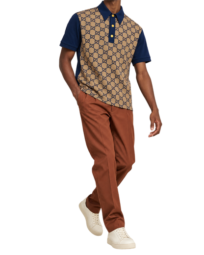 GUCCI - Maxi Gg Silk & Cotton Polo Shirt
