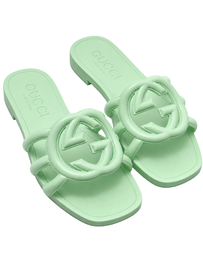 Gucci Mint Green GG Slippers