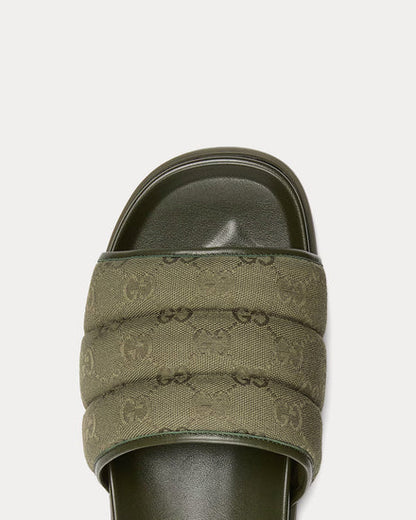 Padded Dark Green Slide Sandals