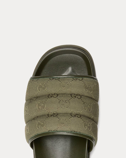 Padded Dark Green Slide Sandals