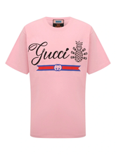 Gucci Pineapple Logo Oversized Fit Pink T Shirt