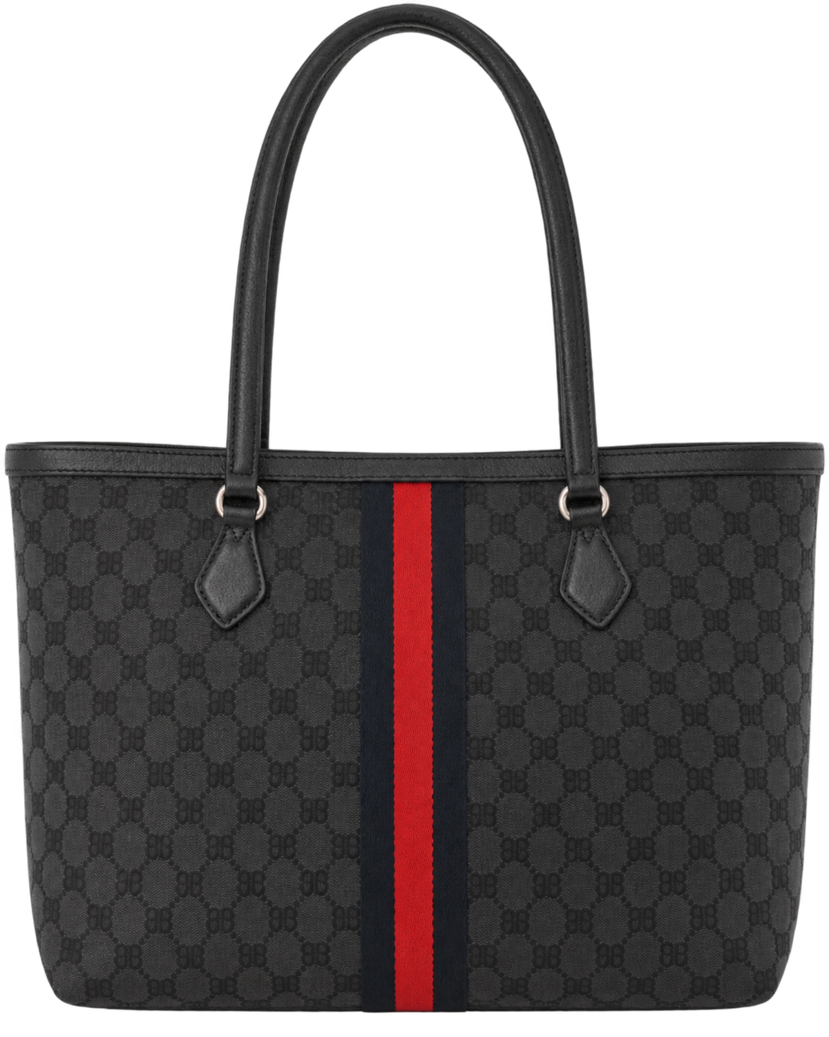 Gucci X BALENCIAGA BB Monogram Web Graffiti Medium Ophidia Shopping Tote Beige New Acero