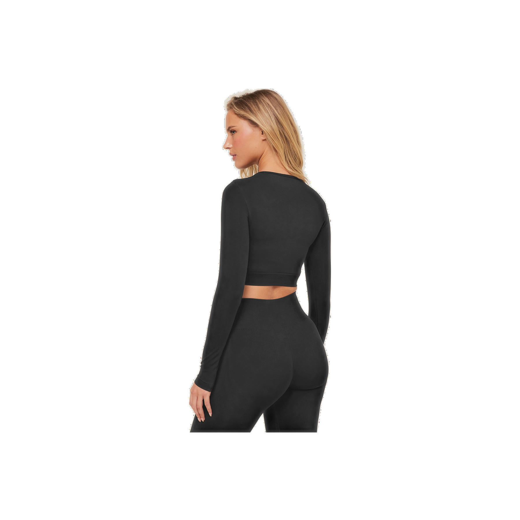 Gymshark Everyday Seamless Long Sleeve Crop Top - Black