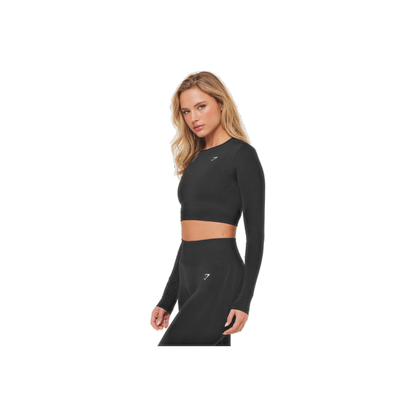 Gymshark Everyday Seamless Long Sleeve Crop Top - Black
