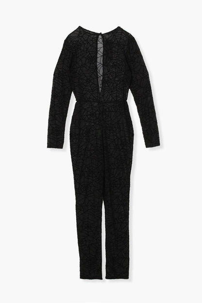 Halloween Cobweb Flock Mesh Jumpsuit
