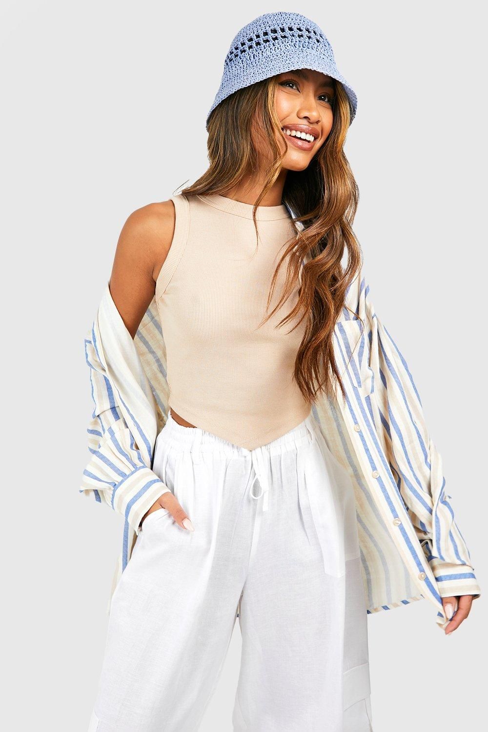 Thick Binding V Hem Rib Vest
