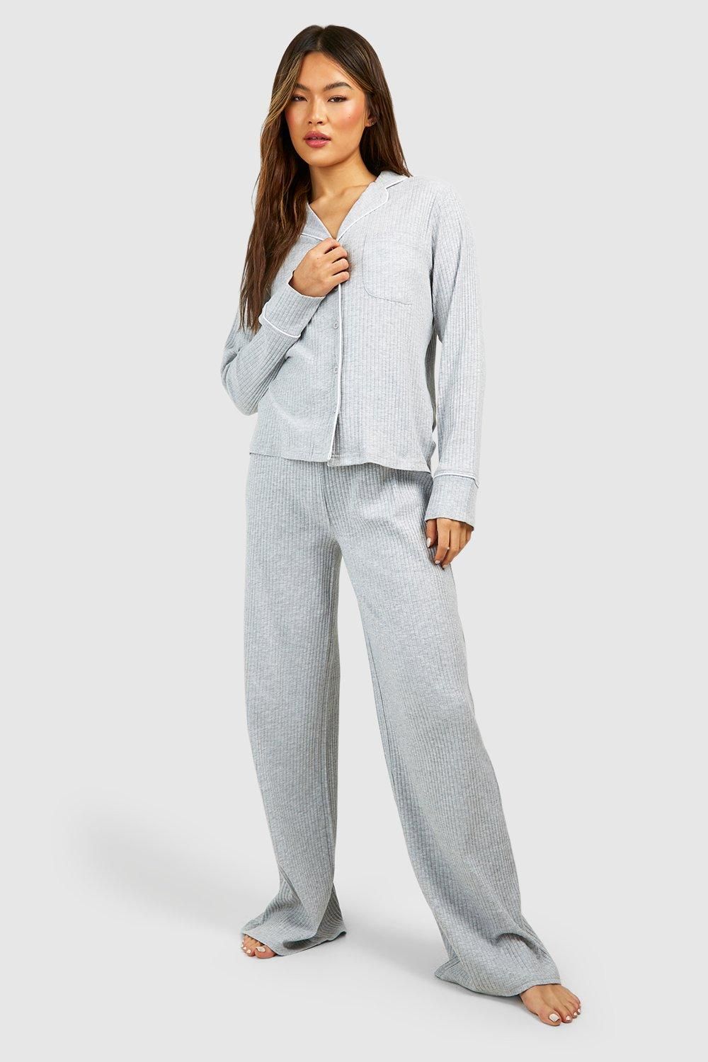Loungewear Rib Piping Detail Long Sleeve Shirt
