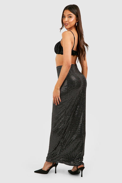 Sequin Maxi Slip Skirt